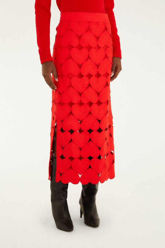 Red Hearts Euroflax Premium Linen Midi Skirt