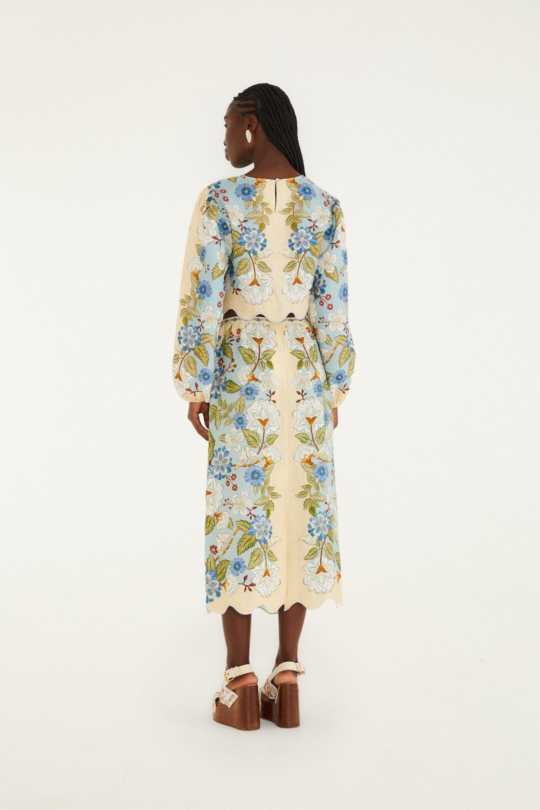 Cream Garden Scarf Euroflax_x0099_ Premium Linen Midi Skirt