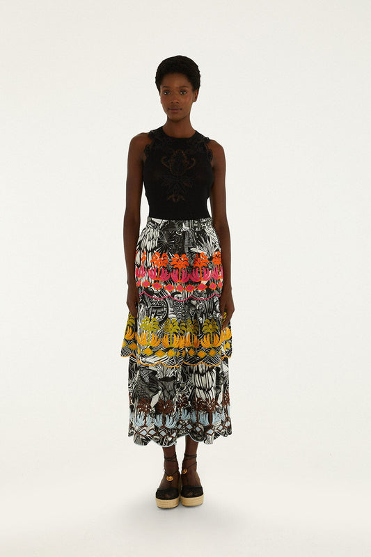 Black Ruta Layered Lenzing™ Ecovero™ Euroflax™ Maxi Skirt